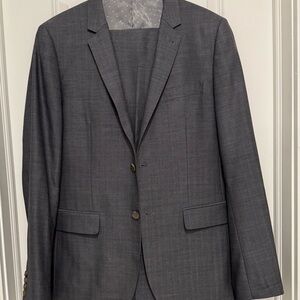 Gray Sport Coat with Notched Lapel and Slim Fit
